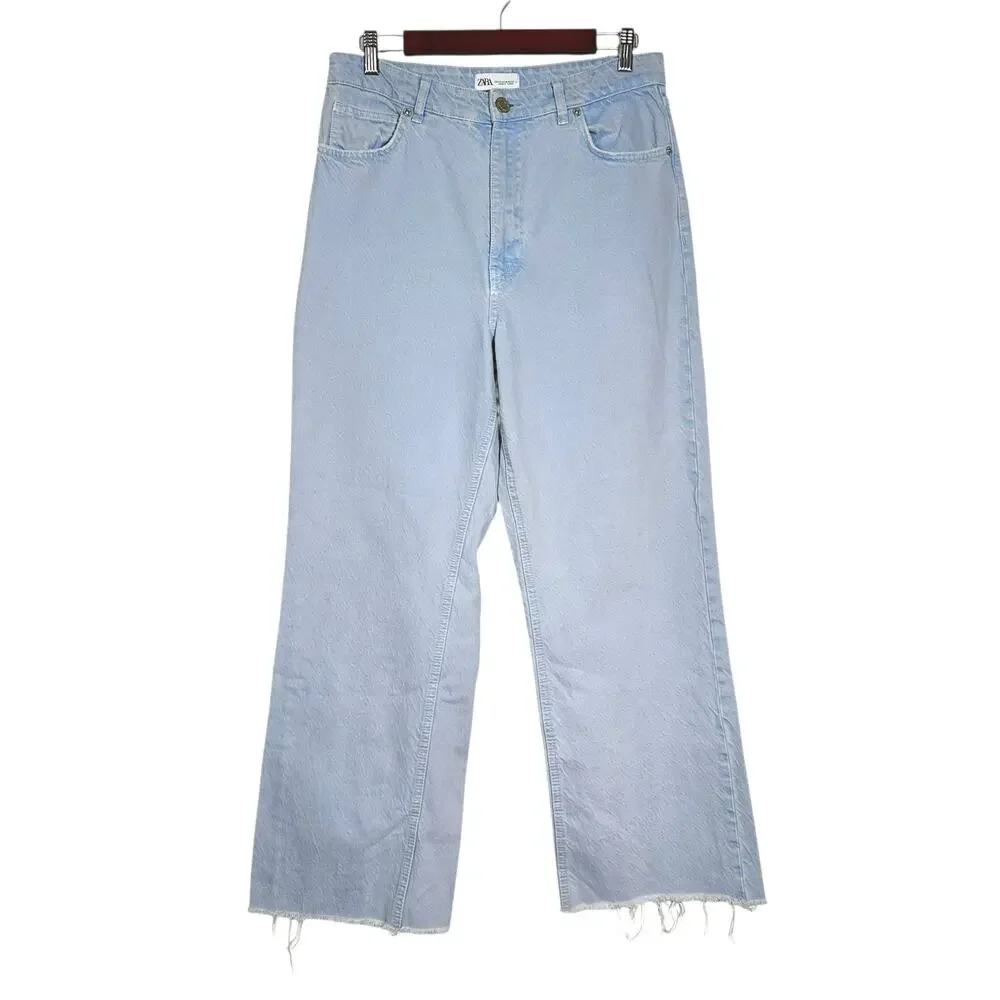 Zara | Women | Light Wash Wide Leg High Rise Classic Denim Jeans | Size US 10